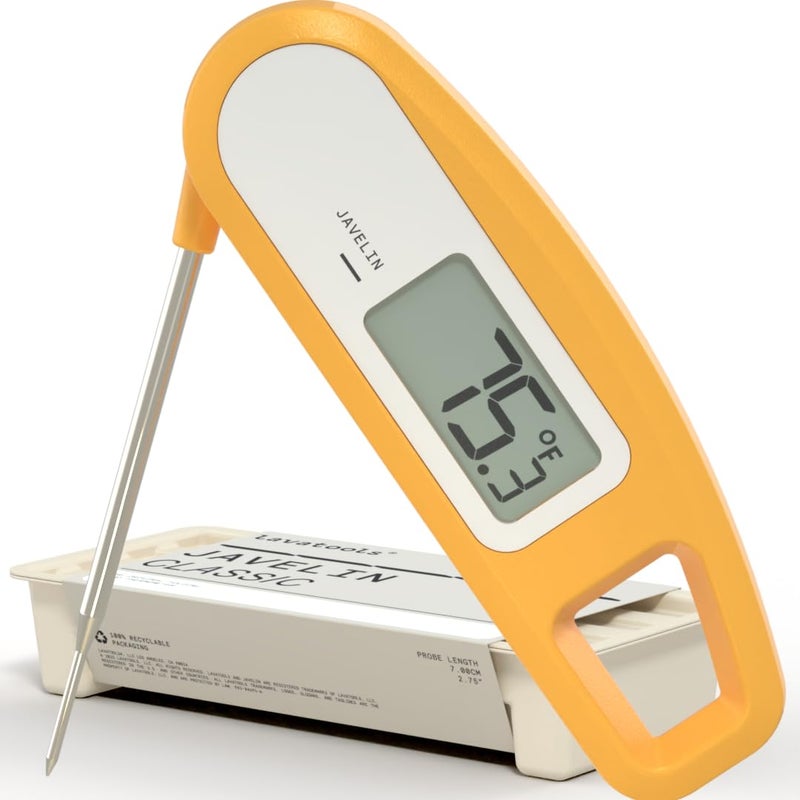 Lavatools JavelinÂ® Ultra-Fast 3-Second Digital Instant Read Meat Thermometer for Grill and Cooking, 2.75" Probe, Compact Foldable Design, Large Display, IP65 Water Resistant, NSF Certified â€“ Butter - Image 1